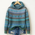 Anne - Women's Fair Isle Patterned Hoodie Sweater