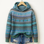 Anne - Women's Fair Isle Patterned Hoodie Sweater