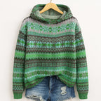 Anne - Women's Fair Isle Patterned Hoodie Sweater