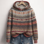 Anne - Women's Fair Isle Patterned Hoodie Sweater