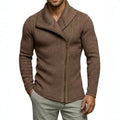 Braden - Men's Ribbed Asymmetric Zip-Up Knit Cardigan