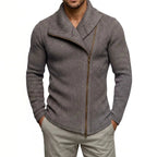 Braden - Men's Ribbed Asymmetric Zip-Up Knit Cardigan