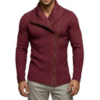 Braden - Men's Ribbed Asymmetric Zip-Up Knit Cardigan