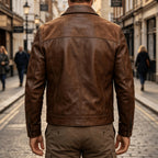 Bryson - Men's Leather Collared Trucker Jacket