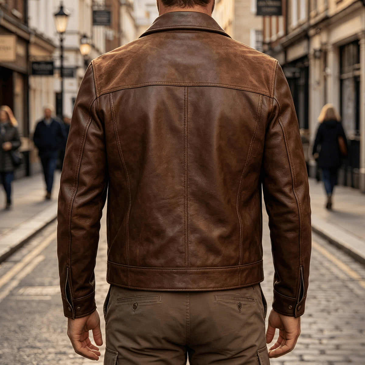 Bryson - Men's Leather Collared Trucker Jacket