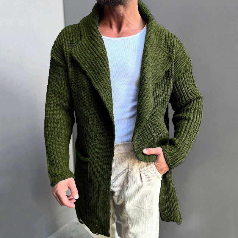 Connor - Men's Longline Open-Front Shawl Collar Cardigan