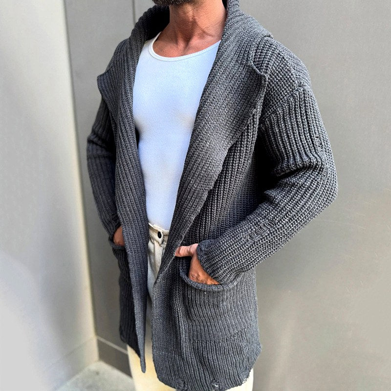 Connor - Men's Longline Open-Front Shawl Collar Cardigan