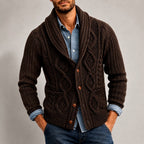 Dahl - Men's Cable Knit Shawl Collar Button-Front Cardigan