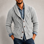 Dahl - Men's Cable Knit Shawl Collar Button-Front Cardigan