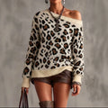 Eline - Women's Leopard Print Slouchy Knit Sweater