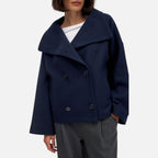 Keshsa - Women's Wool-Blend Double-Breasted Blazer with Oversized Collar
