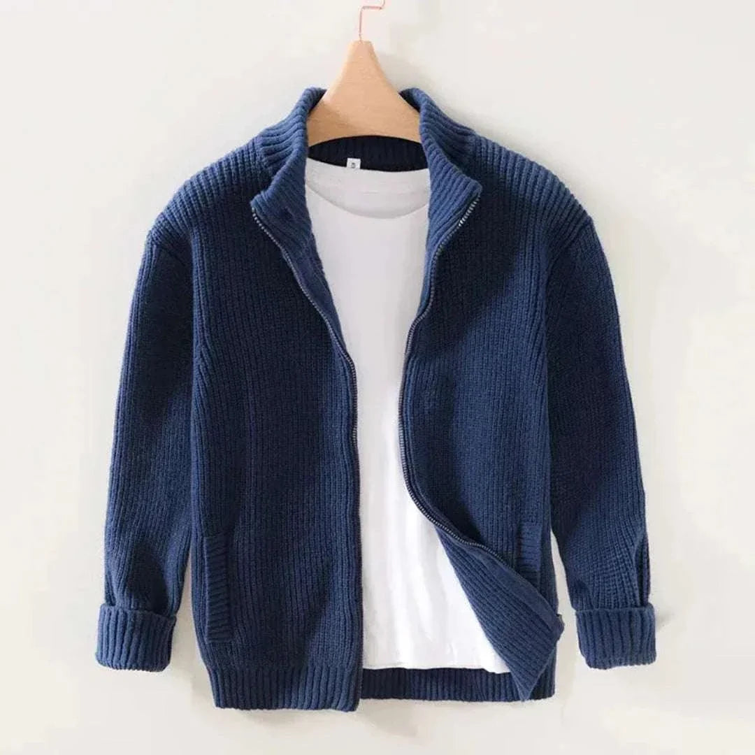Nelson - Men's Ribbed-Cuff Zip Cardigan