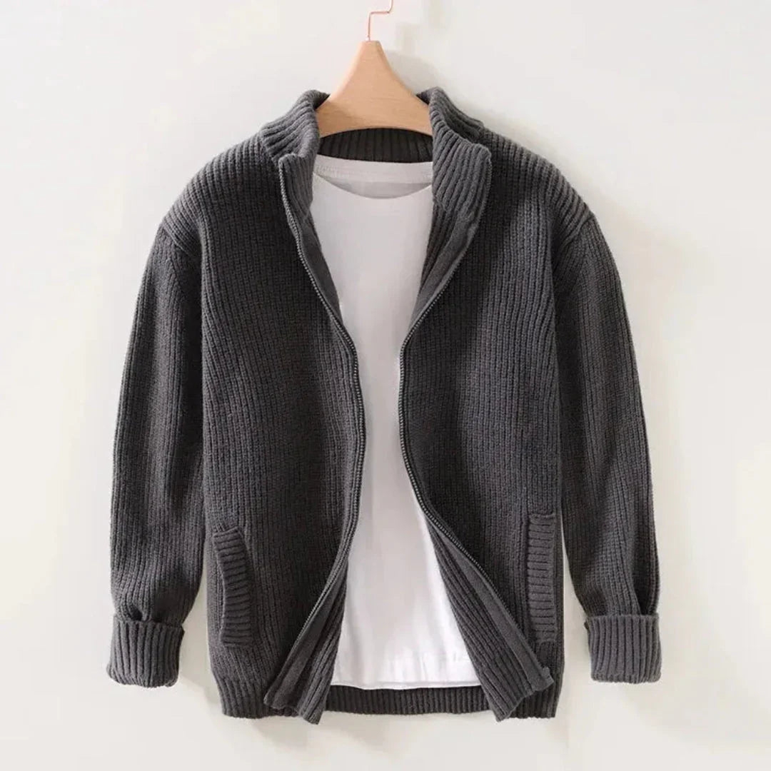 Nelson - Men's Ribbed-Cuff Zip Cardigan