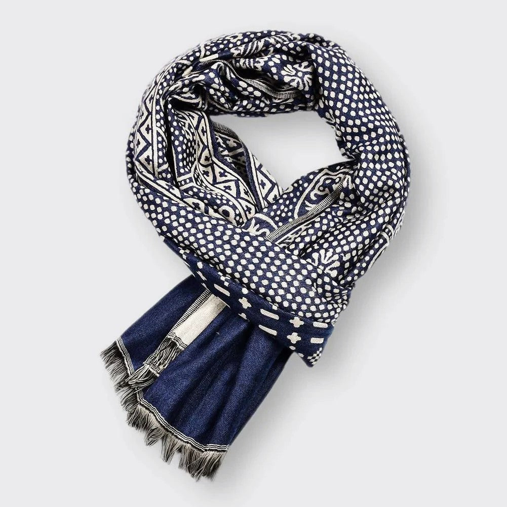 Tahoe - Geometric Patterned Scarf with Fringe Trim