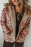 Tessa - Women's Floral Paisley Button-Front Blazer with Sherpa Lining