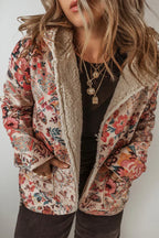 Tessa - Women's Floral Paisley Button-Front Blazer with Sherpa Lining
