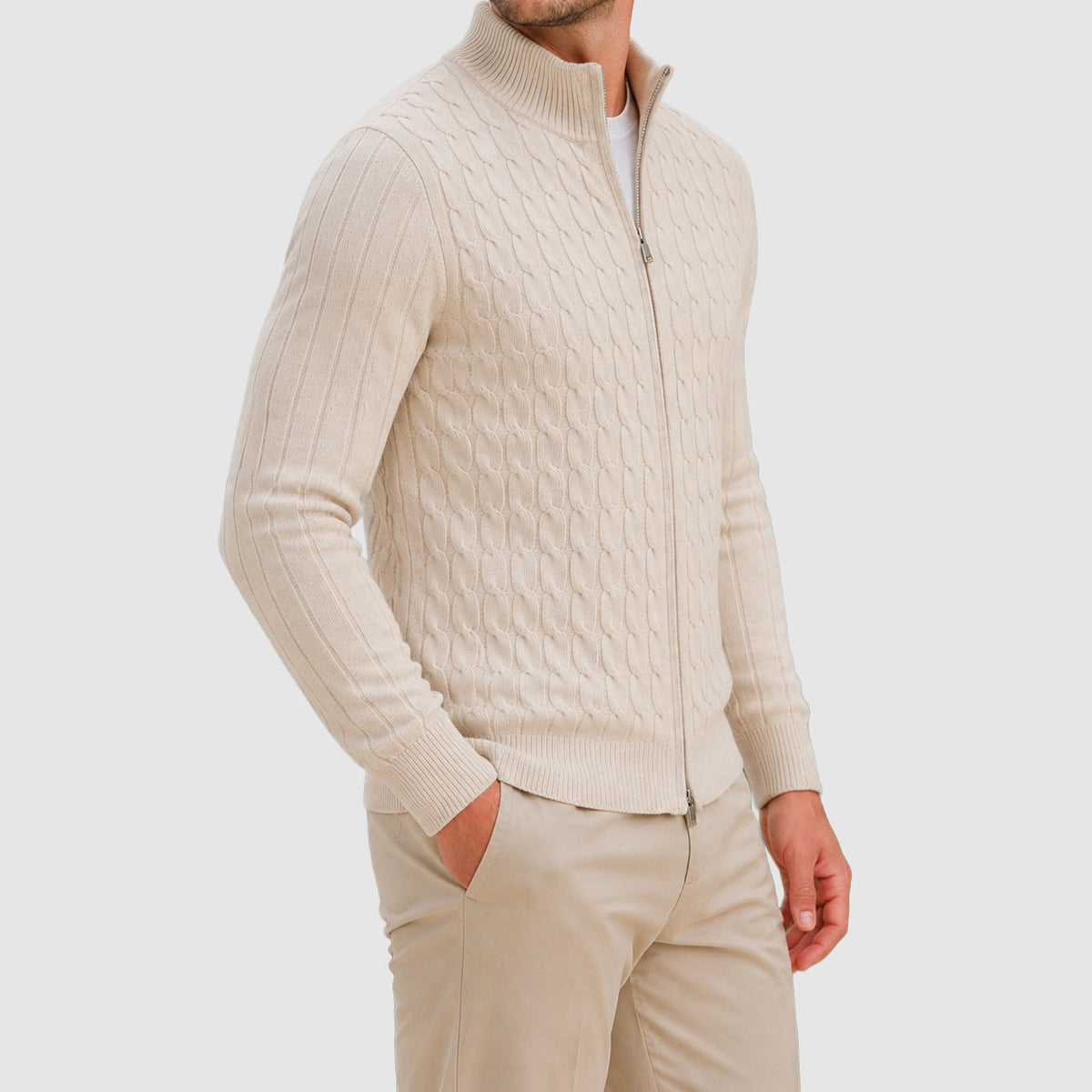 Torin - Men's Cable-Knit Full-Zip Cardigan