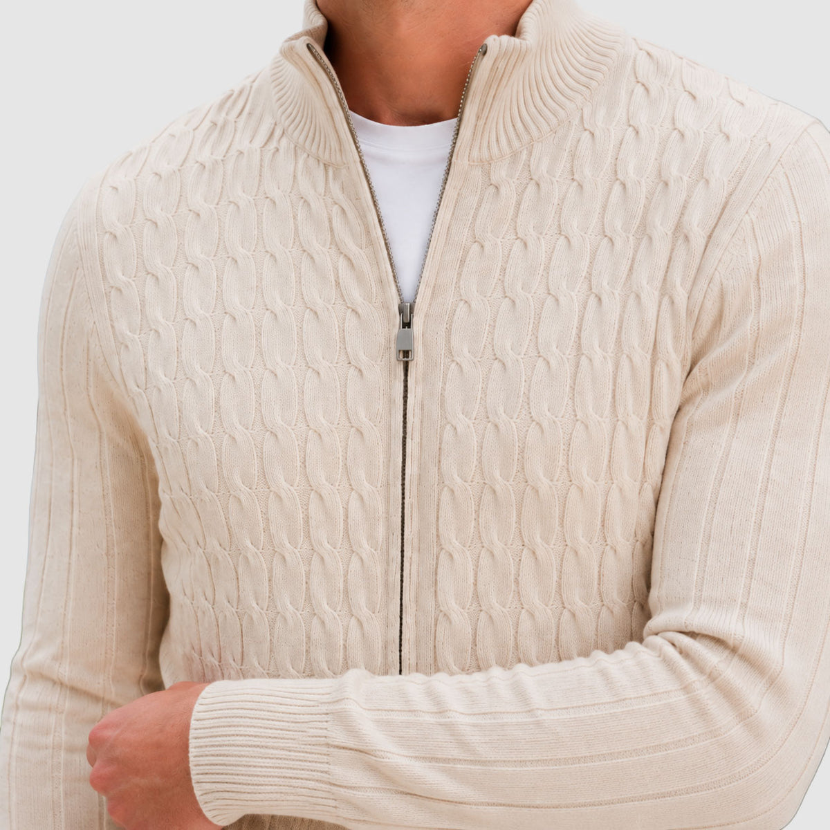 Torin - Men's Cable-Knit Full-Zip Cardigan