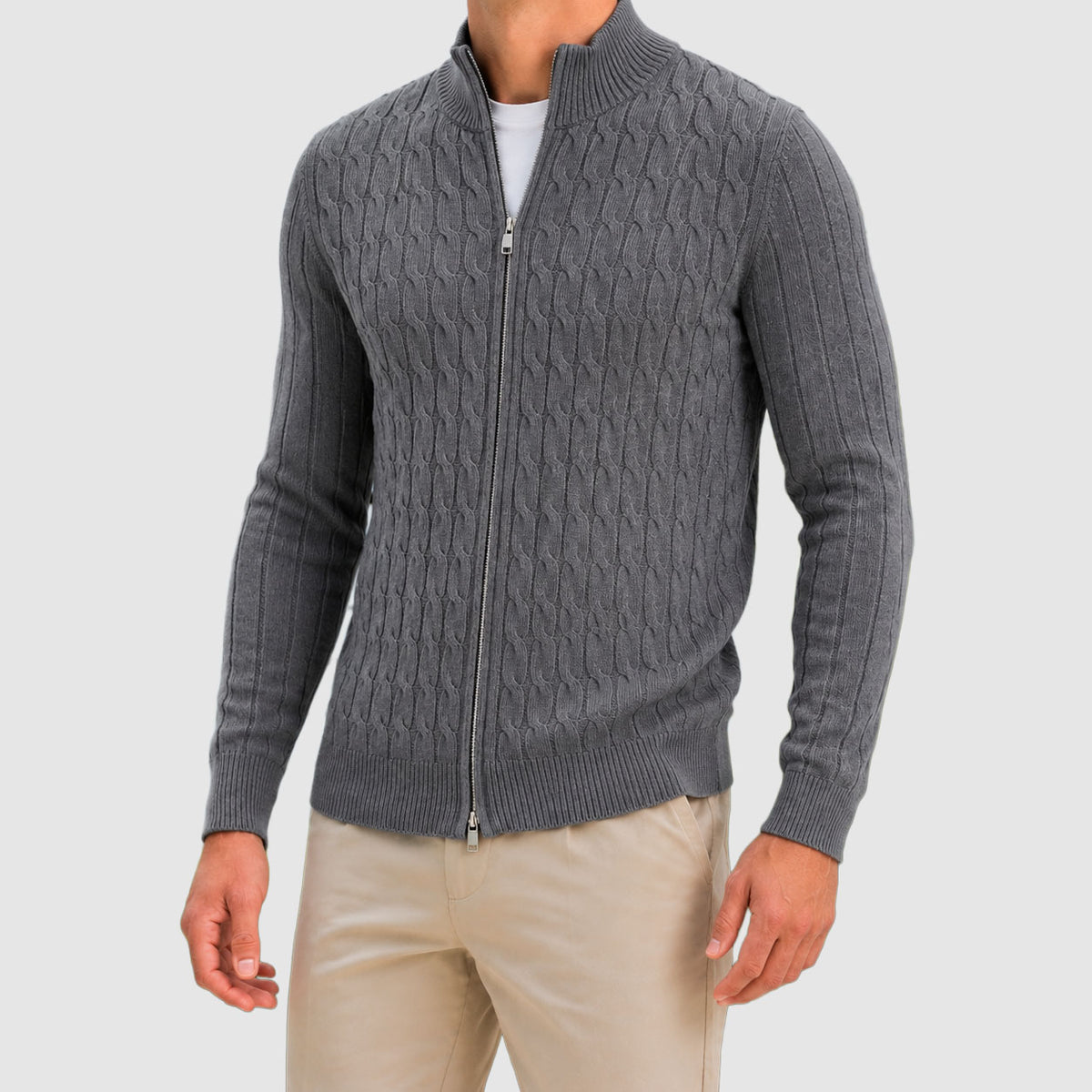 Torin - Men's Cable-Knit Full-Zip Cardigan