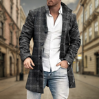 Adam - Men's Button-Front Wool Overcoat with Notch Lapels