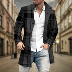 Adam - Men's Button-Front Wool Overcoat with Notch Lapels