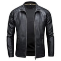 Adrian - Men's Zip-Front Leather Jacket with Stand Collar
