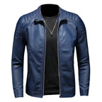 Adrian - Men's Zip-Front Leather Jacket with Stand Collar