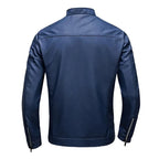 Adrian - Men's Zip-Front Leather Jacket with Stand Collar