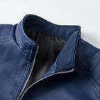 Adrian - Men's Zip-Front Leather Jacket with Stand Collar