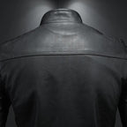 Adrian - Men's Zip-Front Leather Jacket with Stand Collar