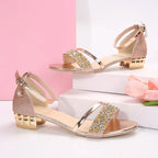 Aileen - Women's Glitter Ankle-Strap Block Heel Sandals