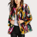 Ailyn - Women's Bold Patchwork Plush Faux-Fur Statement Jacket