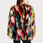 Ailyn - Women's Bold Patchwork Plush Faux-Fur Statement Jacket