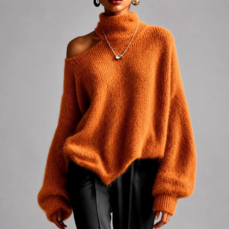 Alanna - Women's Cold-Shoulder Turtleneck Knit Sweater 2
