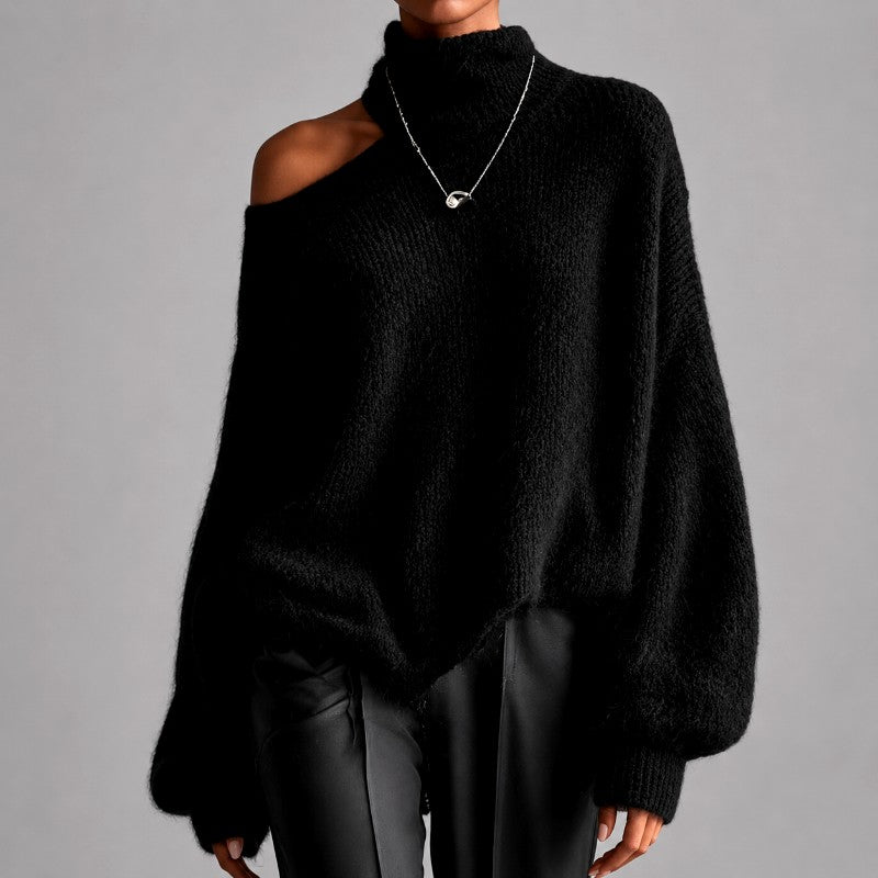 Alanna - Women's Cold-Shoulder Turtleneck Knit Sweater 3