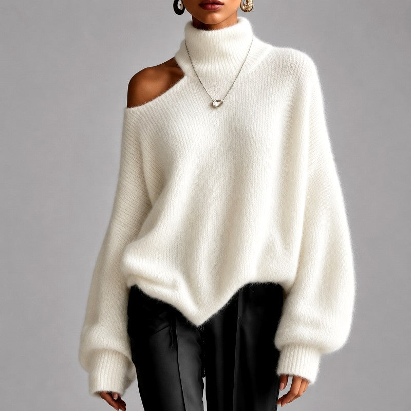 Alanna - Women's Cold-Shoulder Turtleneck Knit Sweater 4