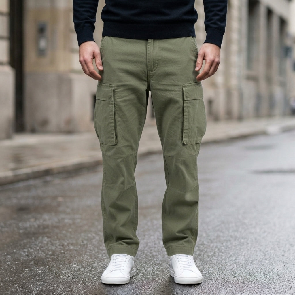 Alonso - Men's Multi-Pocket Cargo Pants with Straight Leg