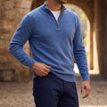 Alvaro - Men's Half-Zip Pullover Sweater with Ribbed Trim