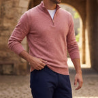 Alvaro - Men's Half-Zip Pullover Sweater with Ribbed Trim