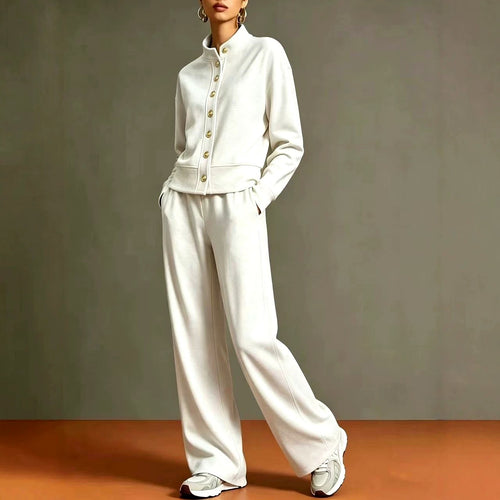 Anastasia - Women's Stand Collar Wide Leg Matching Set 1