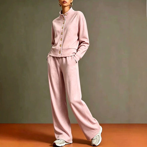Anastasia - Women's Stand Collar Wide Leg Matching Set 2