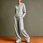 Anastasia - Women's Stand Collar Wide Leg Matching Set 3