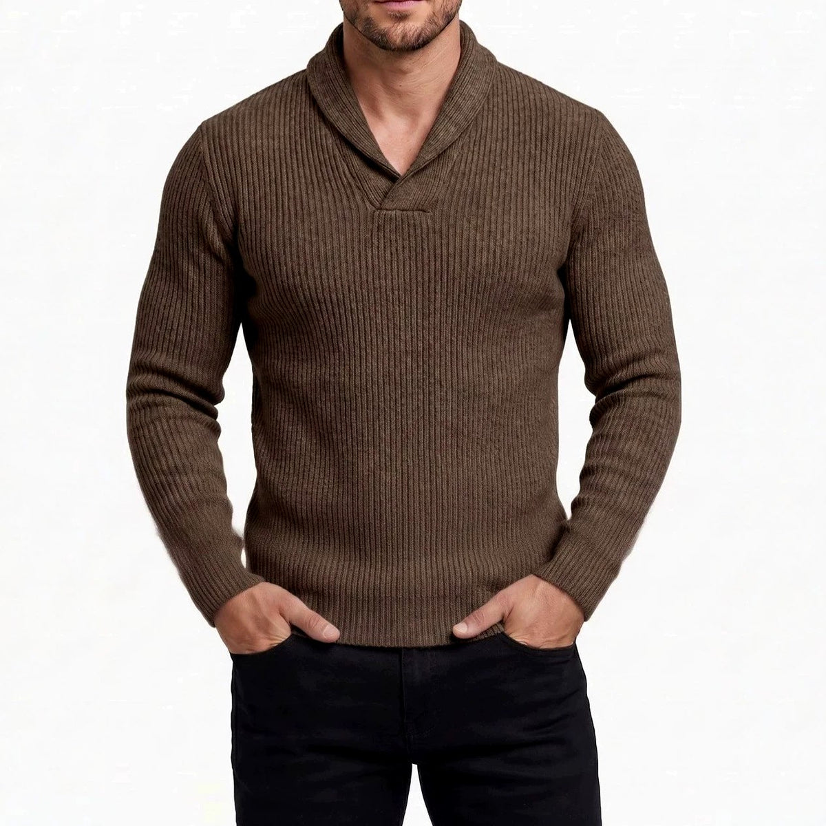 Andy - Men's Ribbed V-Neck Slim Fit Sweater 2
