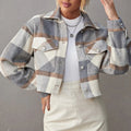 Anna - Women's Cropped Plaid Button-Up Jacket