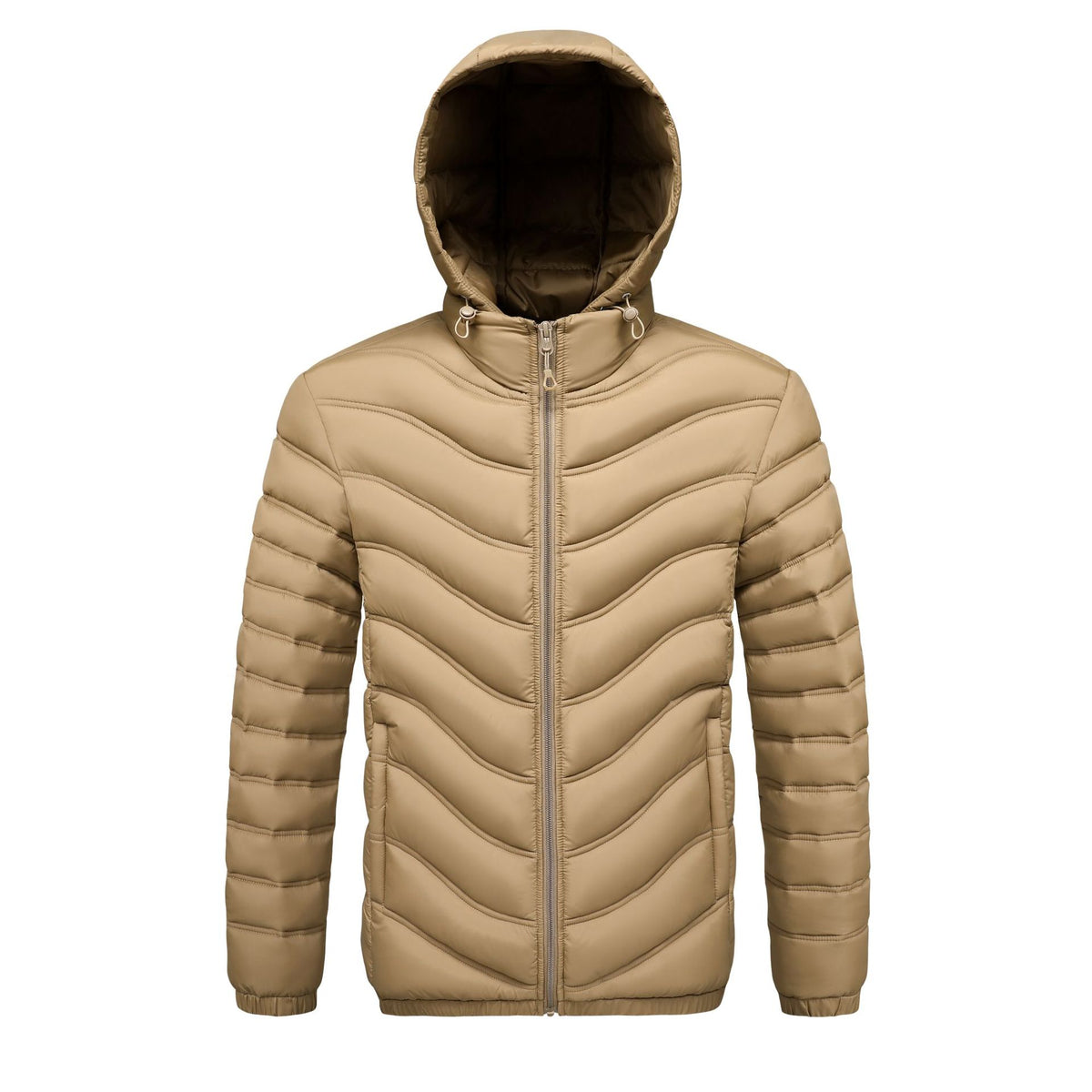 Ansel - Men's Chevron Quilted Puffer Rain Jacket with Hood 1