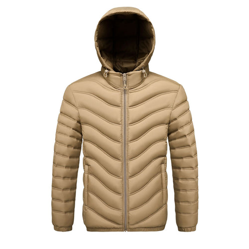 Ansel - Men's Chevron Quilted Puffer Rain Jacket with Hood 1