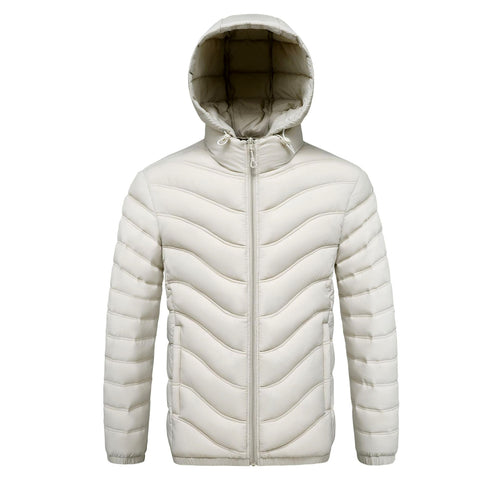 Ansel - Men's Chevron Quilted Puffer Rain Jacket with Hood 2