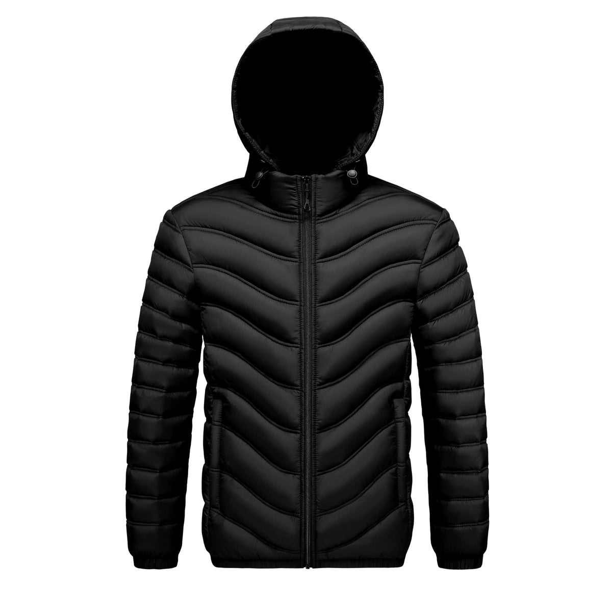 Ansel - Men's Chevron Quilted Puffer Rain Jacket with Hood 5