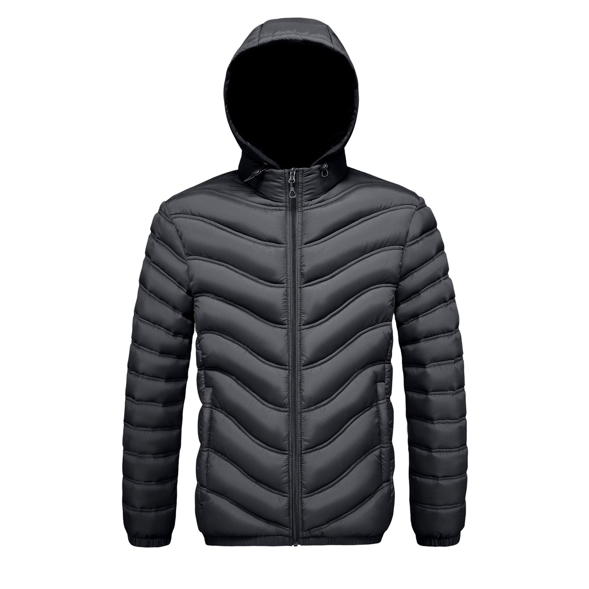 Ansel - Men's Chevron Quilted Puffer Rain Jacket with Hood 6