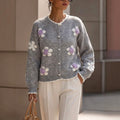 Ariadne - Women's Floral Knit Button Cardigan 1